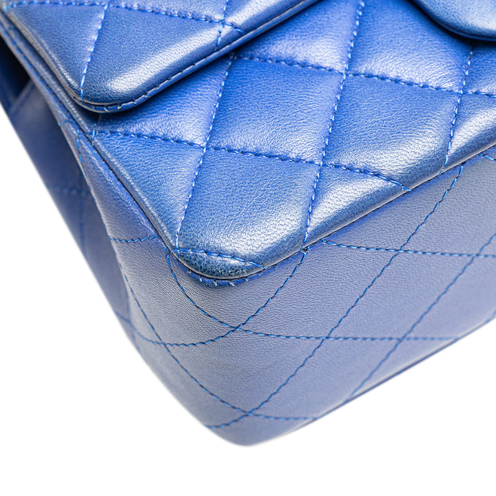 Mini Rectangular Classic Lambskin Single Flap Blue - Gaby Paris