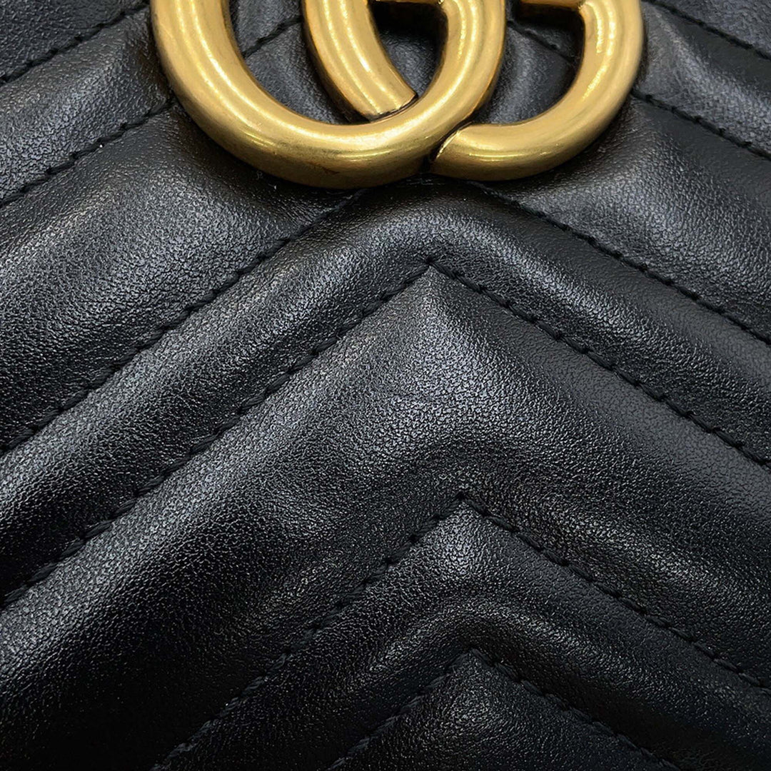 GG Marmont Matelasse Sac Petit Cuir de veau Noir