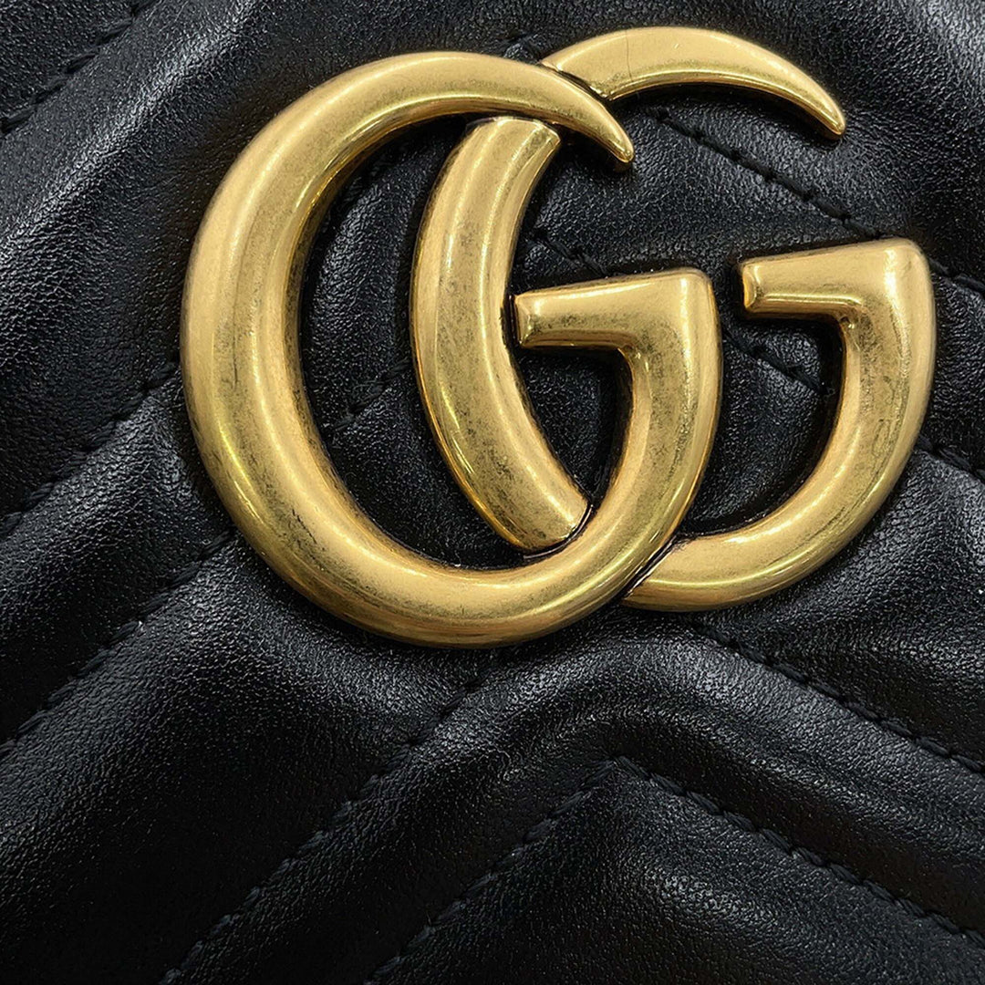 GG Marmont Matelasse Sac Petit Cuir de veau Noir