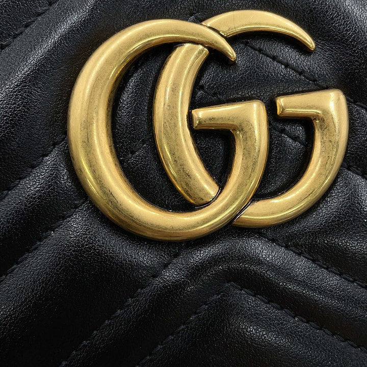 GG Marmont Matelasse Sac Petit Cuir de veau Noir