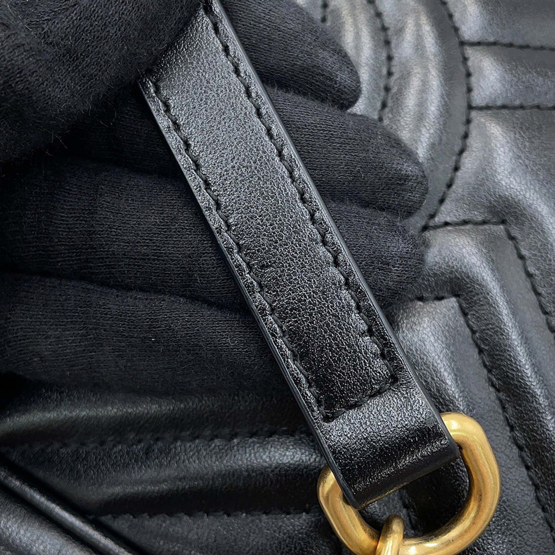 GG Marmont Matelasse Sac Petit Cuir de veau Noir