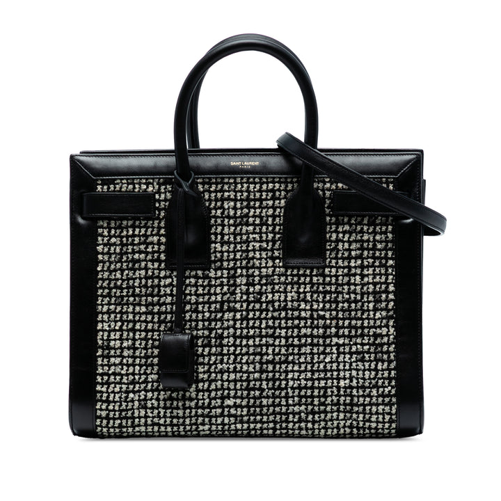 Saint Laurent Small Tweed Houndstooth Sac De Jour Sac cartable Noir – GABY PARIS Authentique