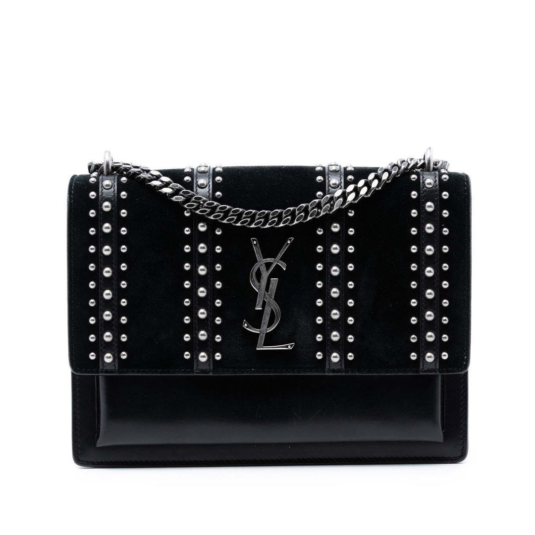 Saint Laurent Medium clouté Daim et Cuir de veau Monogram Sunset Sac porté croisé