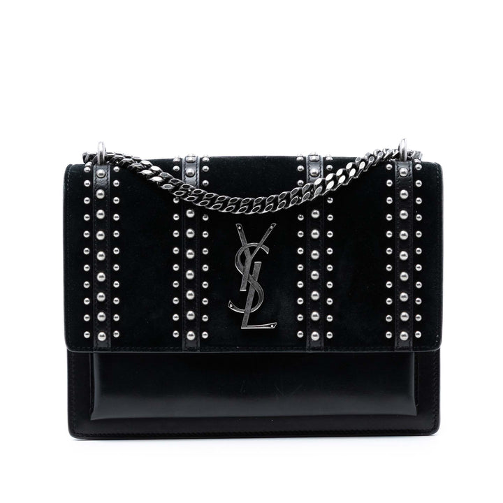 Saint Laurent Medium clouté Daim et Cuir de veau Monogram Sunset Sac porté croisé