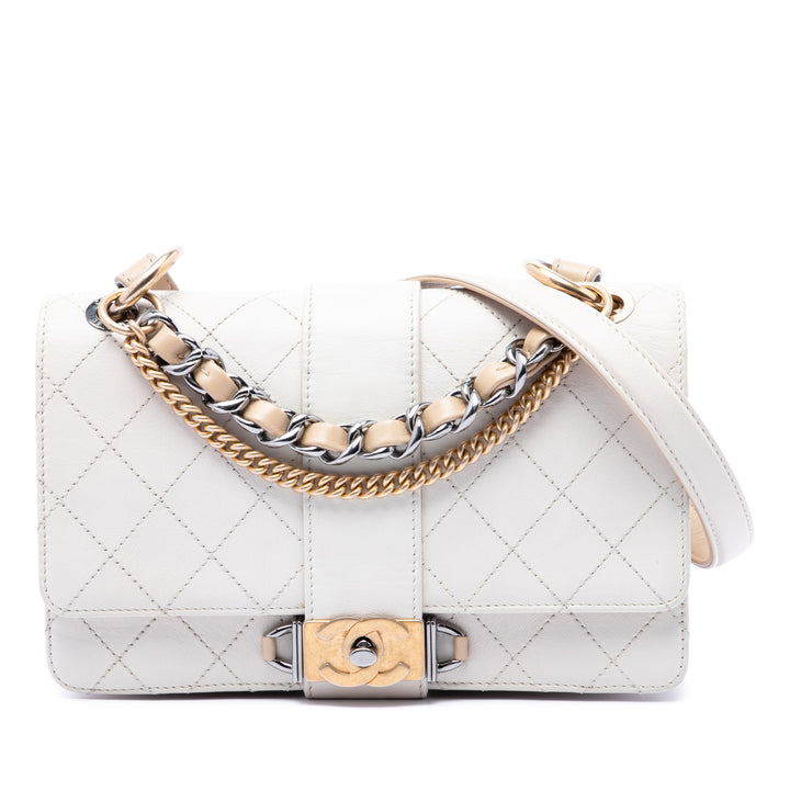 Chanel CC Surpiqué Chaîne à rabat Cuir de veau