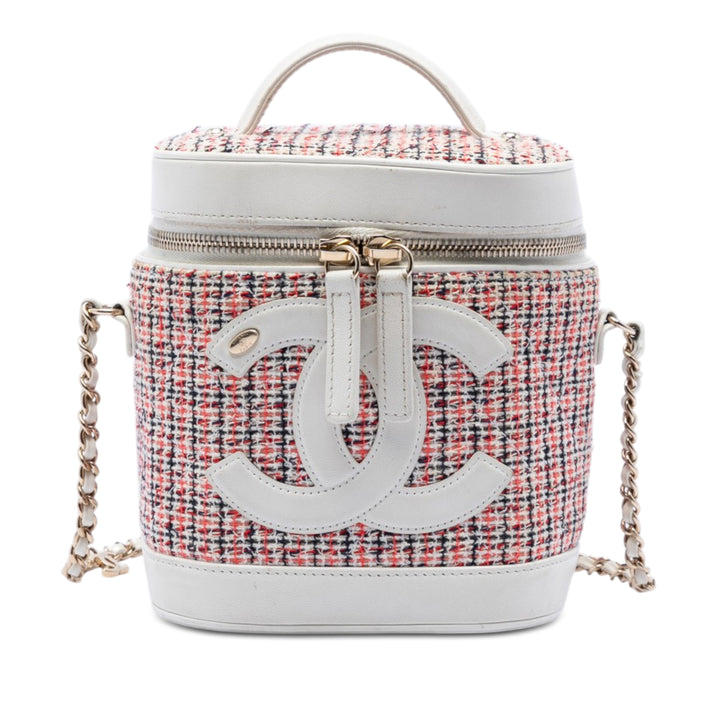 Chanel Tweed et Cuir d’agneau Vanity Cosmetic Étui Multi