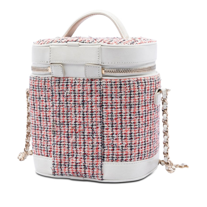 Chanel Tweed et Cuir d’agneau Vanity Cosmetic Étui Multi