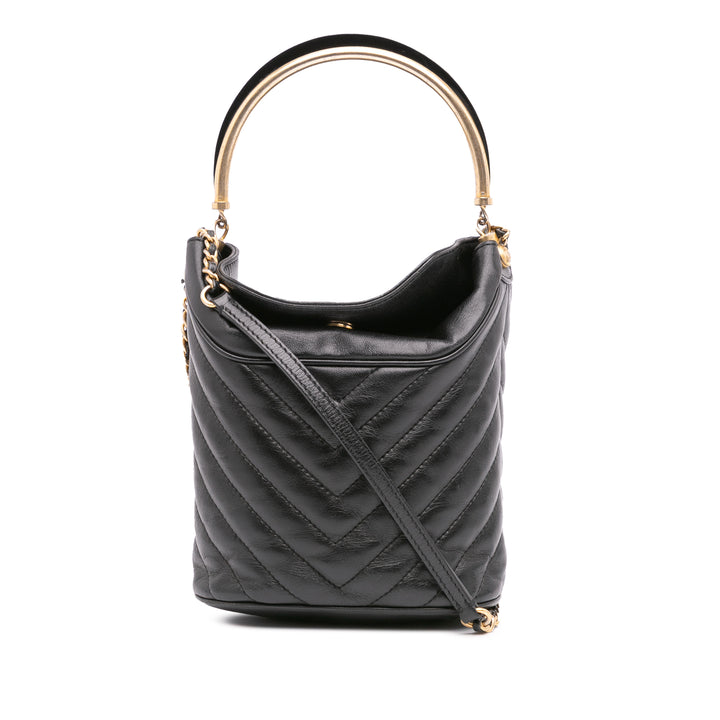 Chanel Matelassé Chevron Poignée with Chic Sac seau Cuir d'agneau