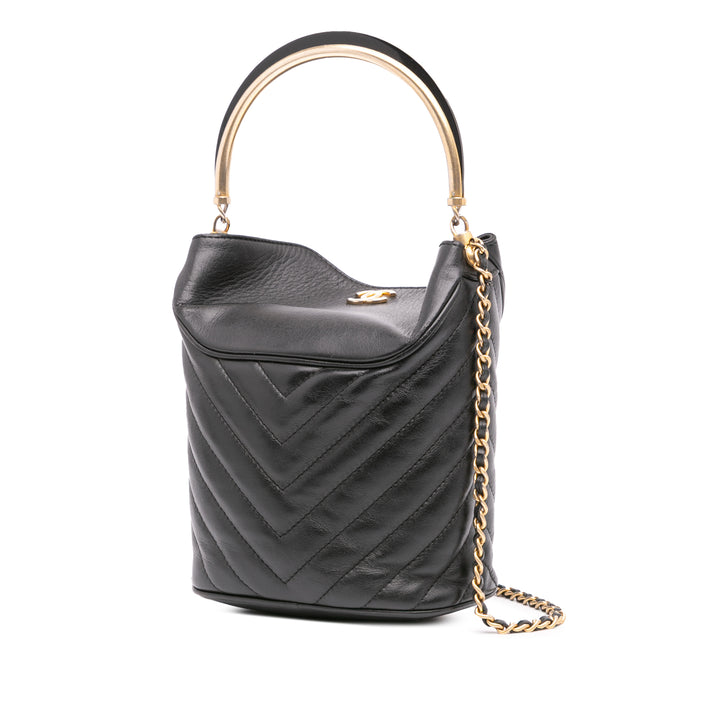 Chanel Matelassé Chevron Poignée with Chic Sac seau Cuir d'agneau