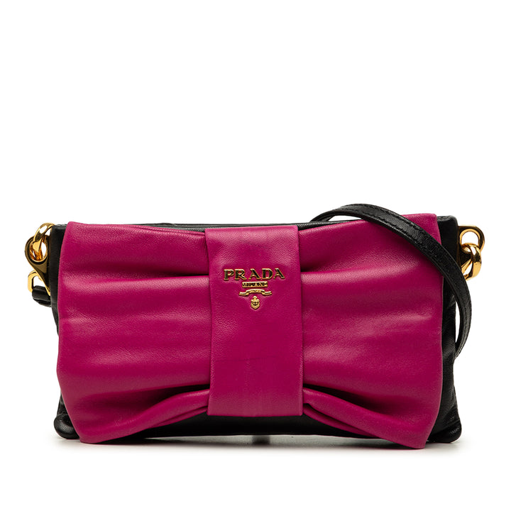Bicolore Fiocco Bow Pochette nappa Noir