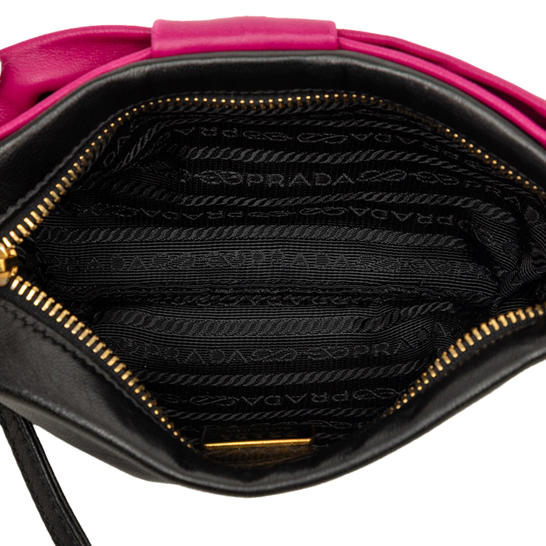 Bicolore Fiocco Bow Pochette nappa Noir