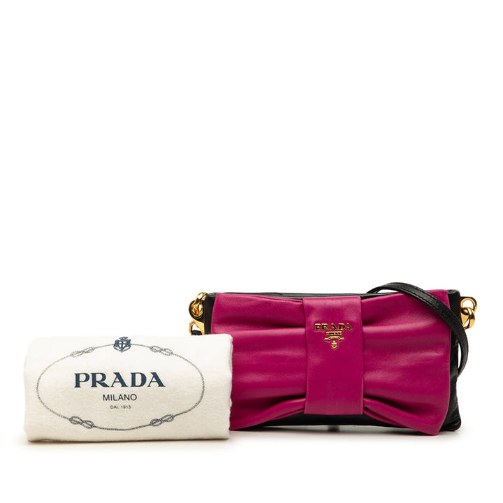 Bicolore Fiocco Bow Pochette nappa Noir