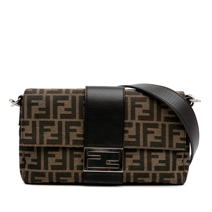 Fendi Zucca Toile Convertible Baguette Sac cartable Marron