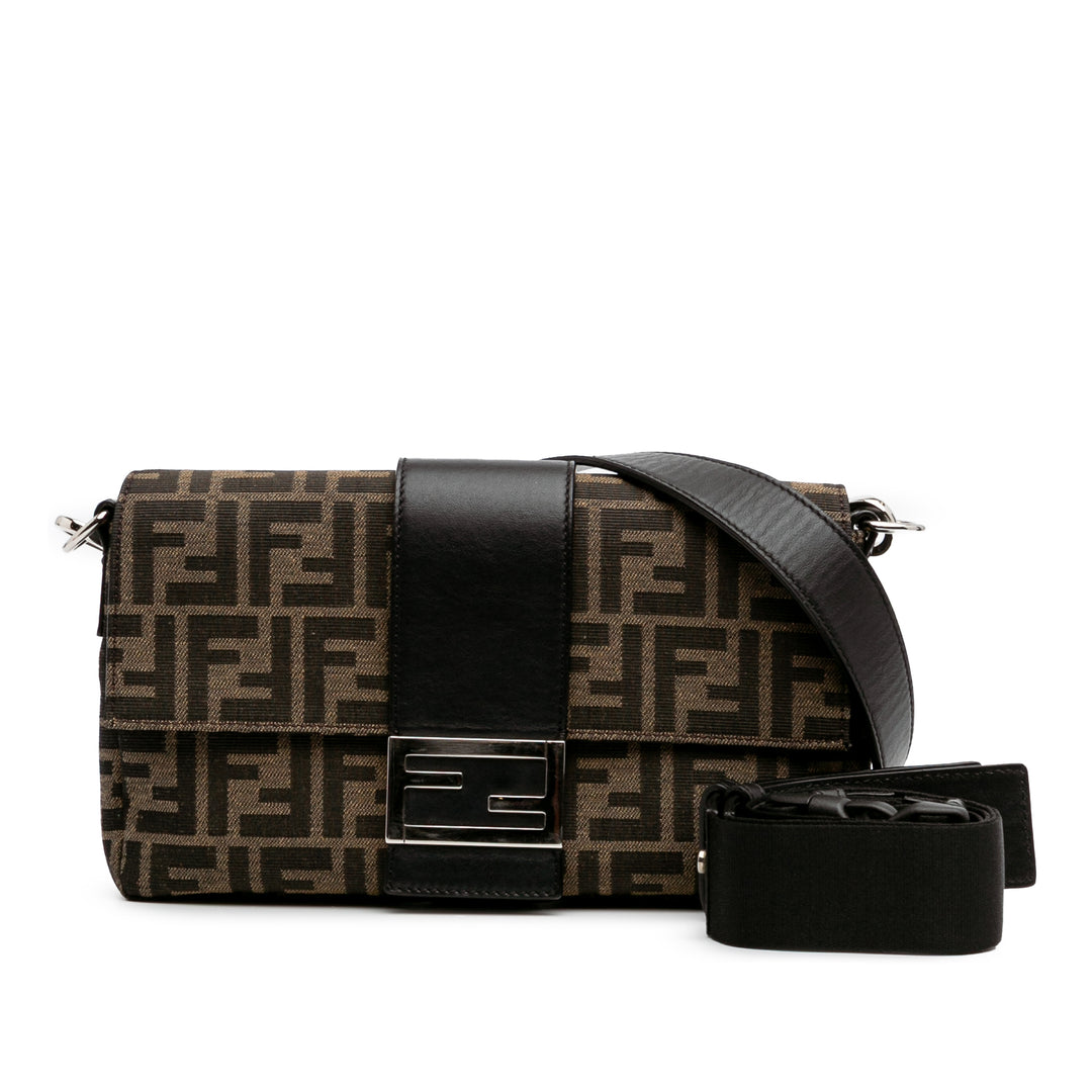 Fendi Zucca Toile Convertible Baguette Sac cartable Marron