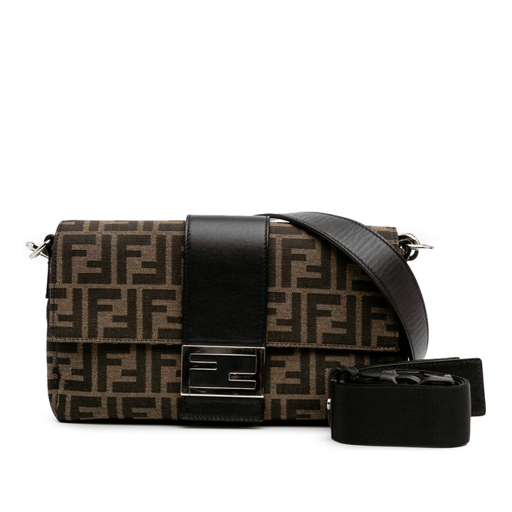 Fendi Zucca Toile Convertible Baguette Sac cartable Marron