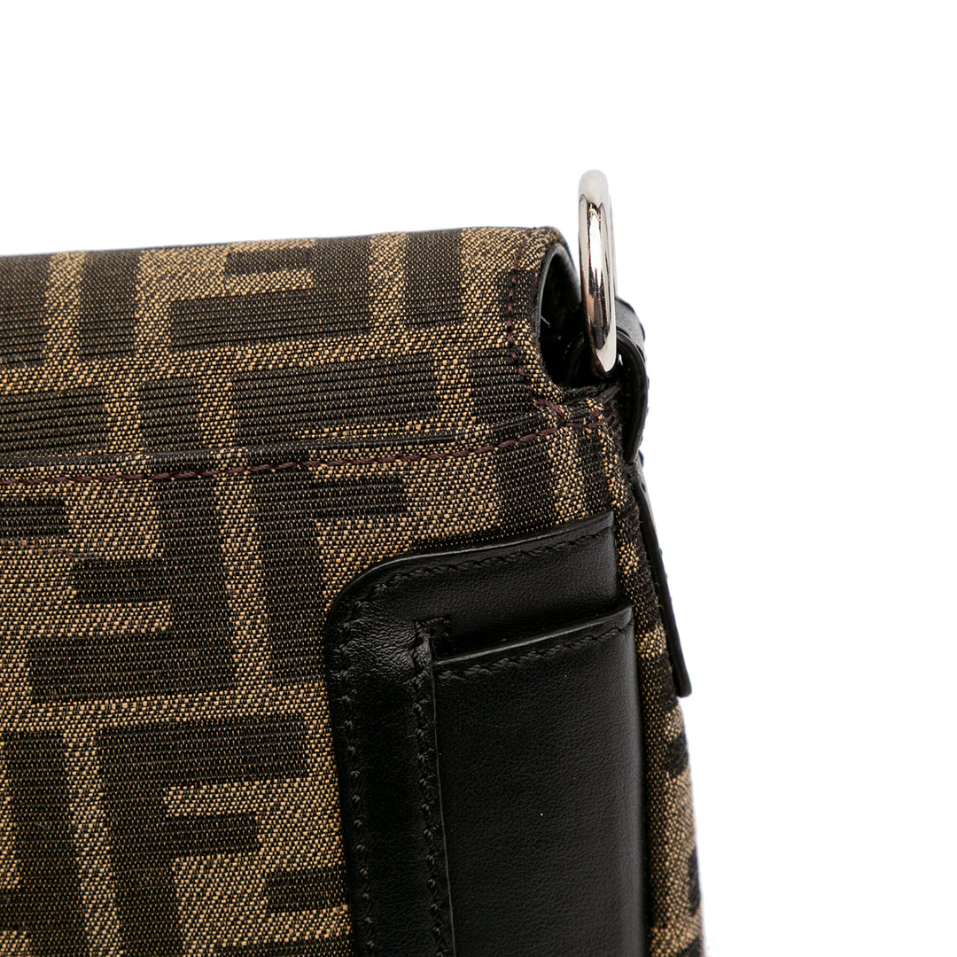 Fendi Zucca Toile Convertible Baguette Sac cartable Marron