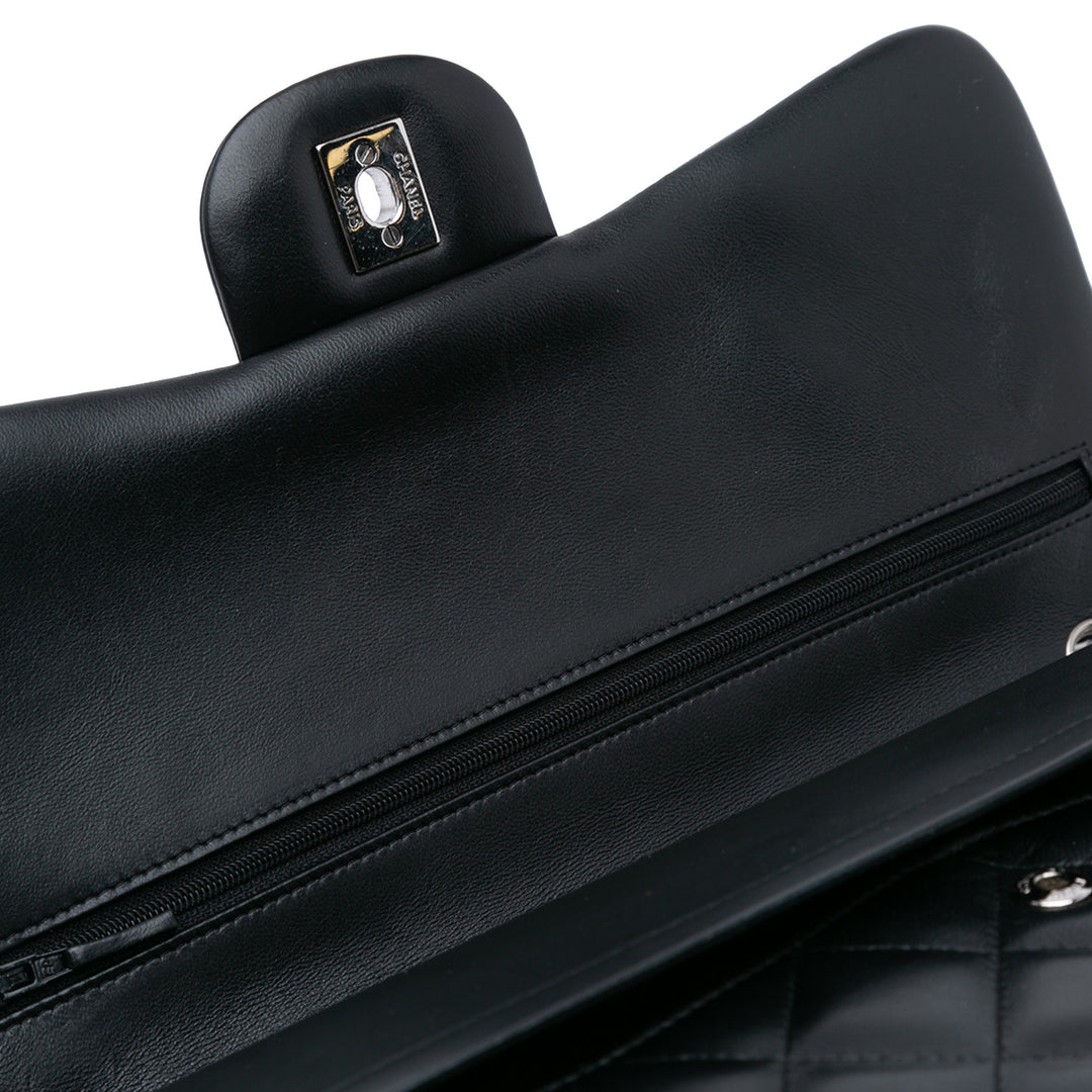 Jumbo Classic Lambskin Double Flap Black - Gaby Paris