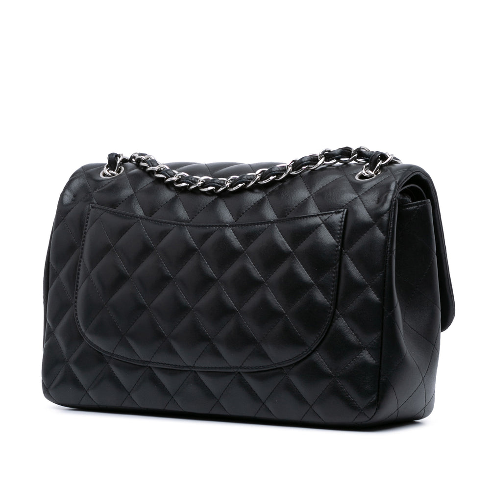 Jumbo Classic Lambskin Double Flap Black - Gaby Paris