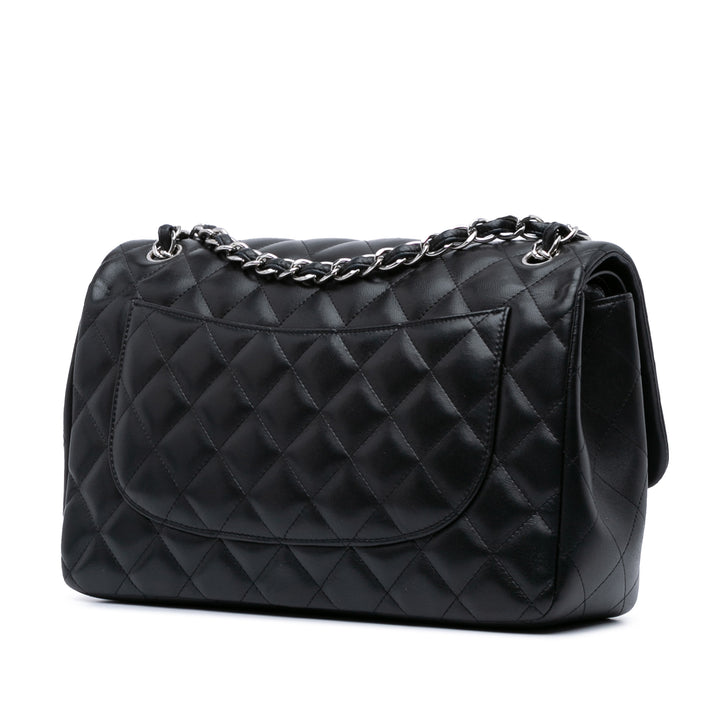 Jumbo Classic Lambskin Double Flap Black - Gaby Paris