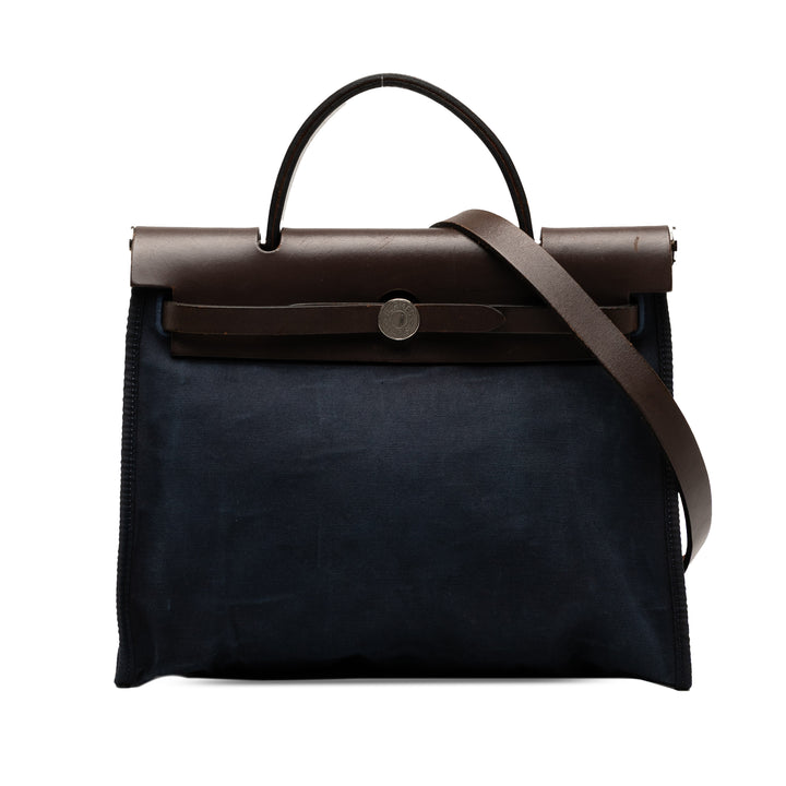 Hermès Toile and Vache Hunter Herbag Zip 31 Bleu – GABY PARIS Authentique