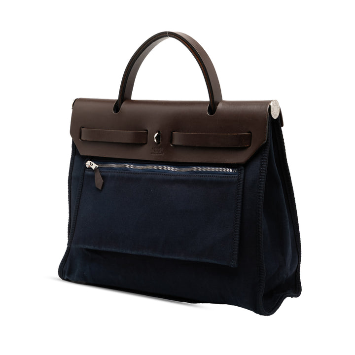 Hermès Toile and Vache Hunter Herbag Zip 31 Bleu – GABY PARIS Authentique
