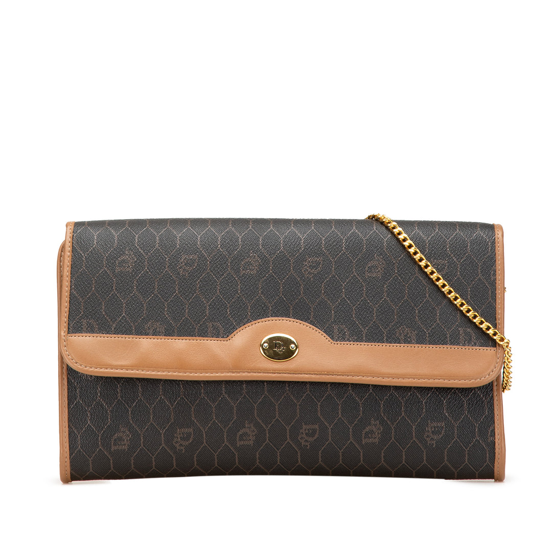 Honeycomb Coated Canvas Chain Shoulder Bag Black - Gaby Paris