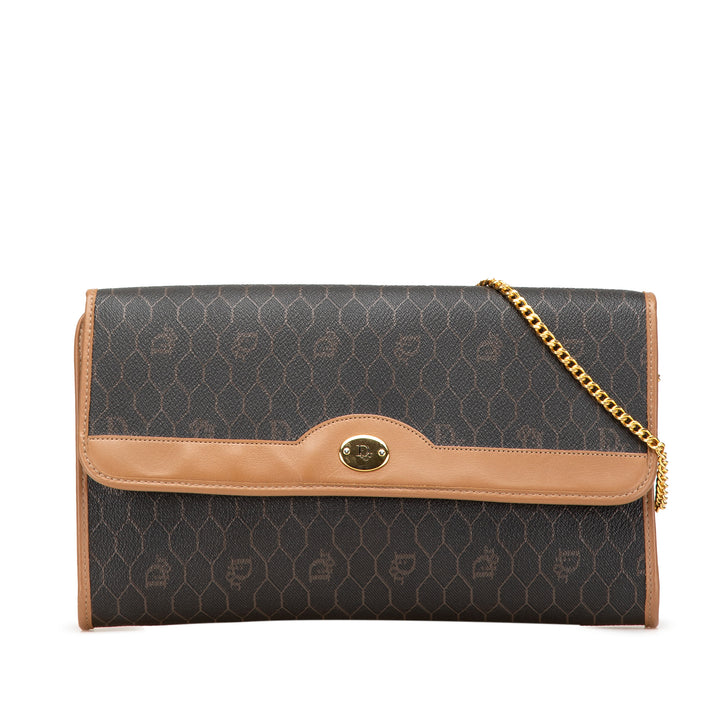 Honeycomb Coated Canvas Chain Shoulder Bag Black - Gaby Paris
