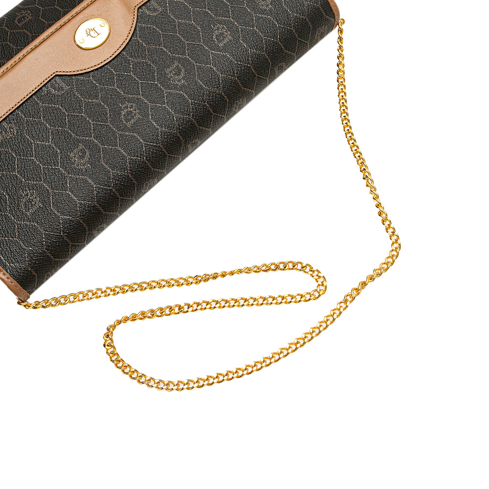 Honeycomb Coated Canvas Chain Shoulder Bag Black - Gaby Paris