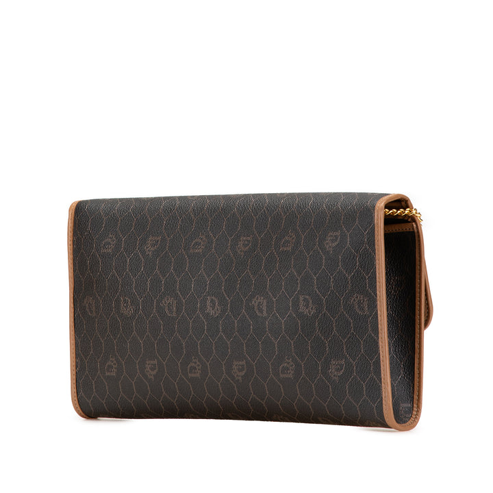 Honeycomb Coated Canvas Chain Shoulder Bag Black - Gaby Paris