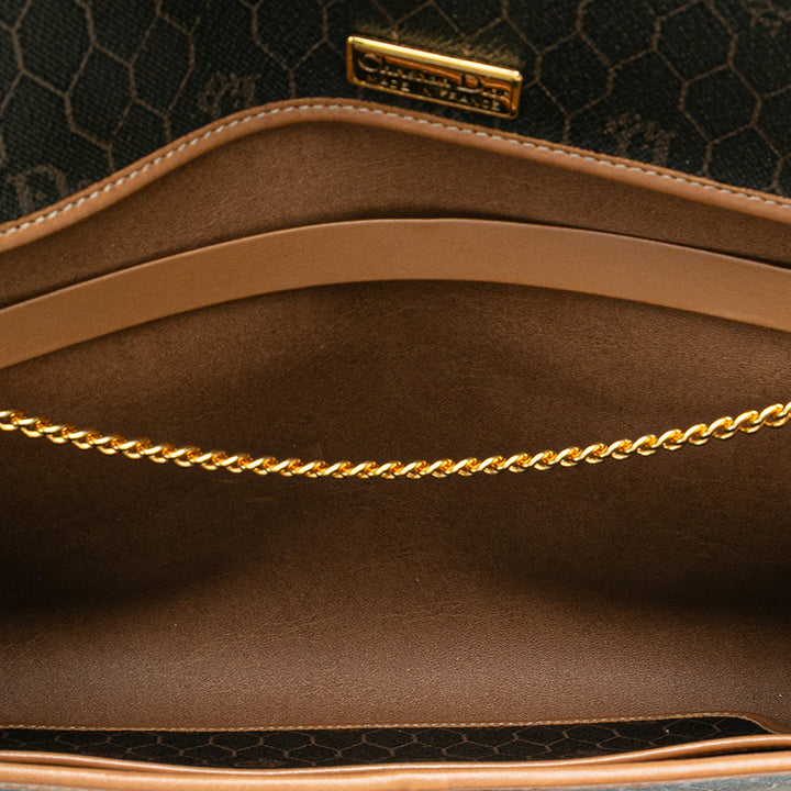 Honeycomb Coated Canvas Chain Shoulder Bag Black - Gaby Paris