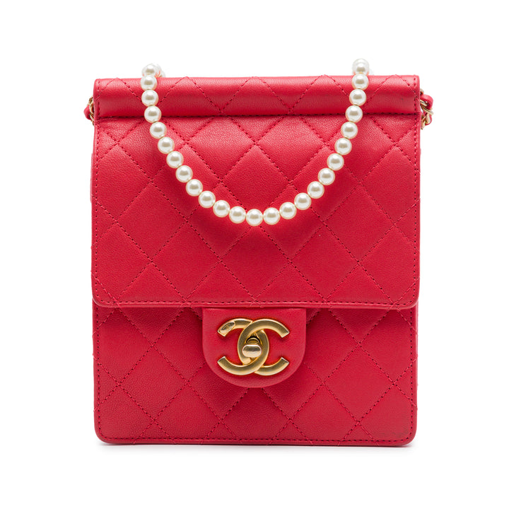 Chanel Matelassé Chic Perles à rabat Petit Cuir d'agneau