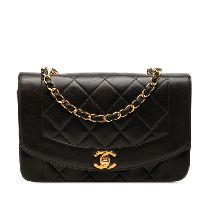 Chanel Sac bandoulière Diana à rabat Petit Cuir d'agneau Noir – vue principale – GABY PARIS
