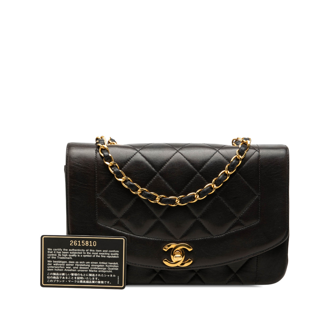 Chanel Sac bandoulière Diana à rabat Petit Cuir d'agneau Noir – vue 7 – GABY PARIS