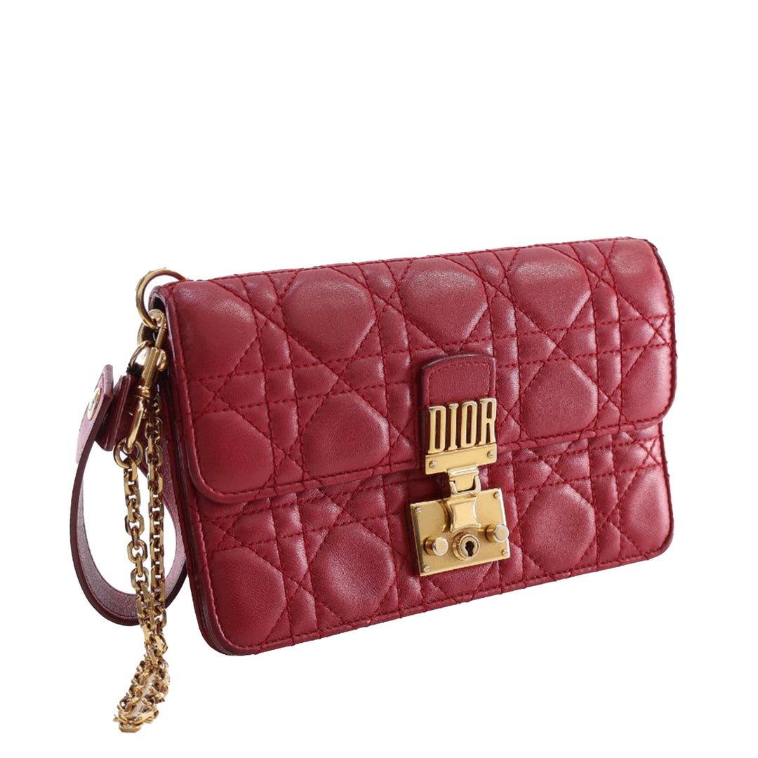 Dior Cuir d’agneau Cannage DiorAddict Wristlet Pochette
