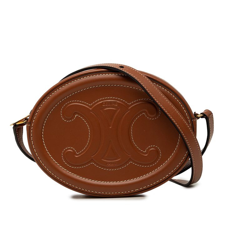 Celine Small Cuir de veau Cuir Triomphe Oval Sac porté croisé