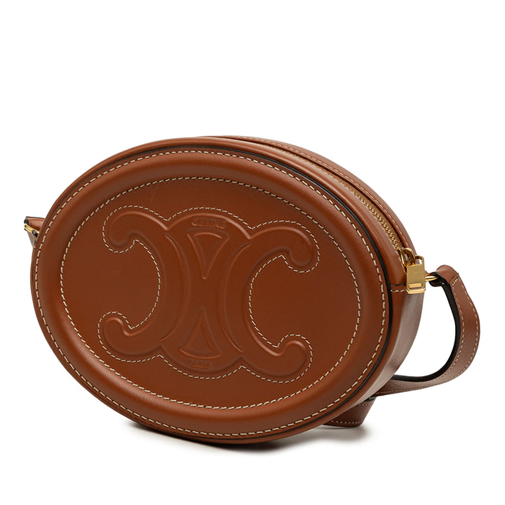Celine Small Cuir de veau Cuir Triomphe Oval Sac porté croisé