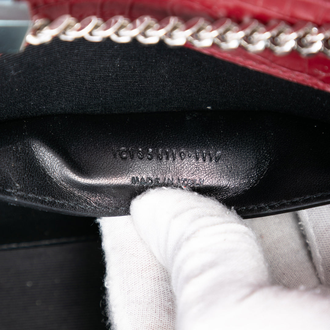 Saint Laurent Medium Croc embossé Cuir Monogram Kate Pompon Sac porté croisé