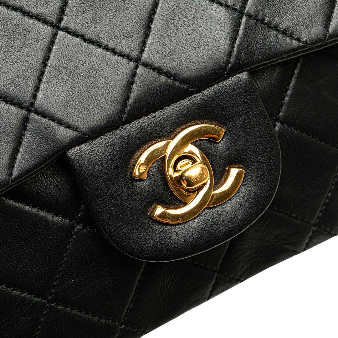 Small Classic Lambskin Double Flap Black - Gaby Paris