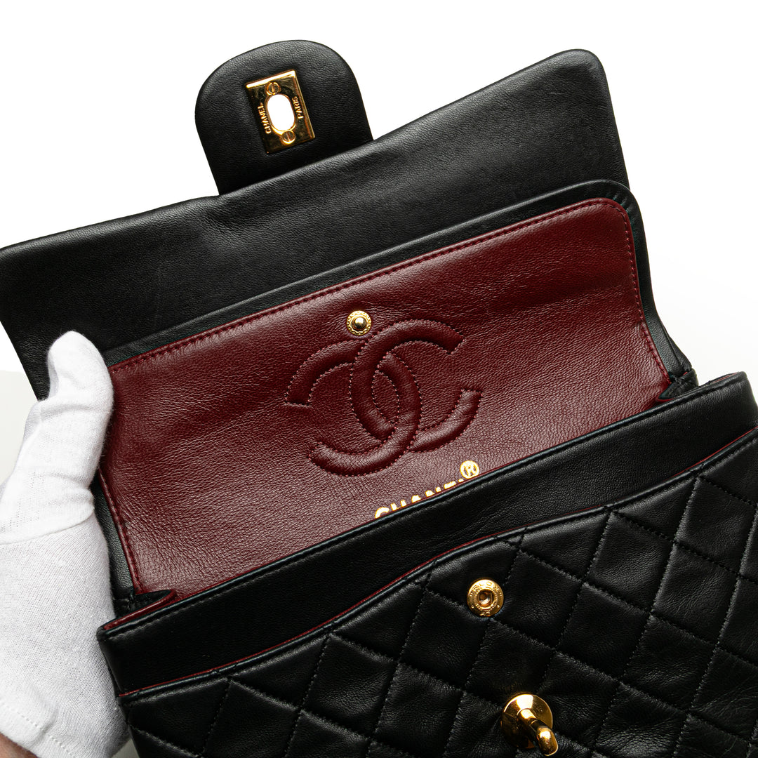 Small Classic Lambskin Double Flap Black - Gaby Paris