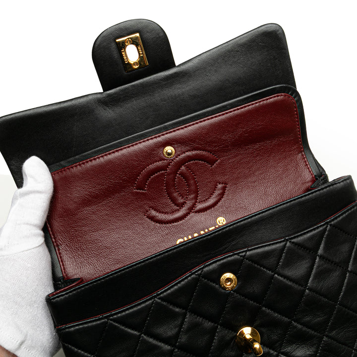 Small Classic Lambskin Double Flap Black - Gaby Paris