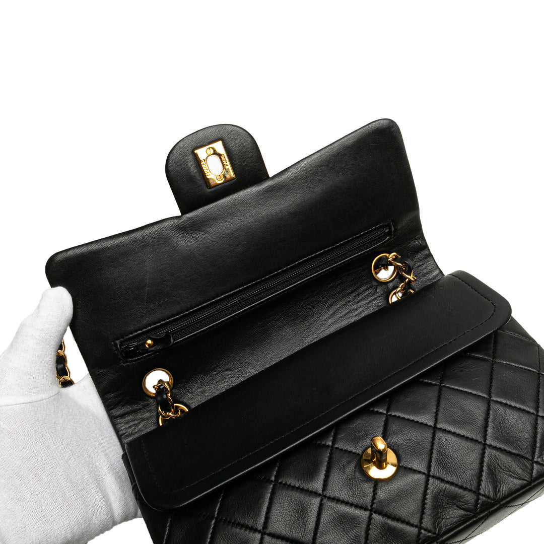 Small Classic Lambskin Double Flap Black - Gaby Paris
