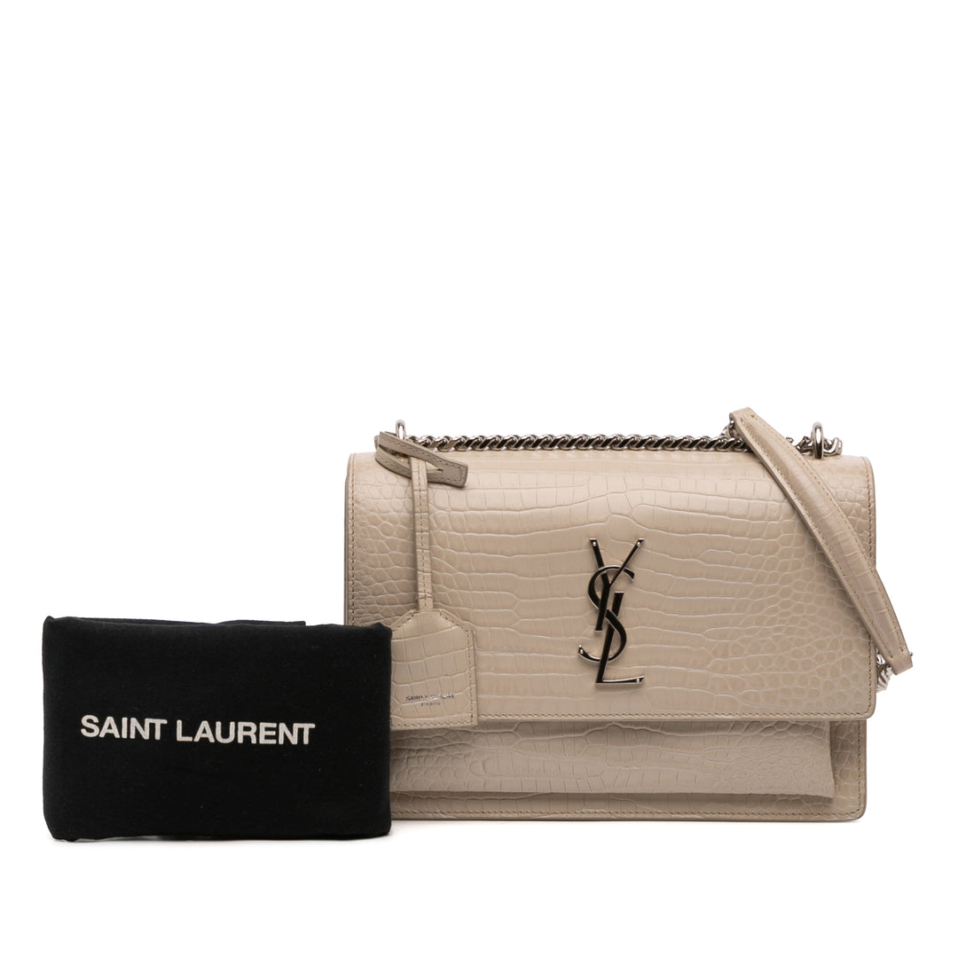 Saint Laurent Medium Croc embossé Monogram Sunset Sac