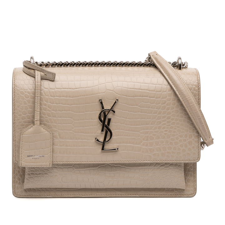 Saint Laurent Medium Croc embossé Cuir Monogram Sunset Sac porté croisé