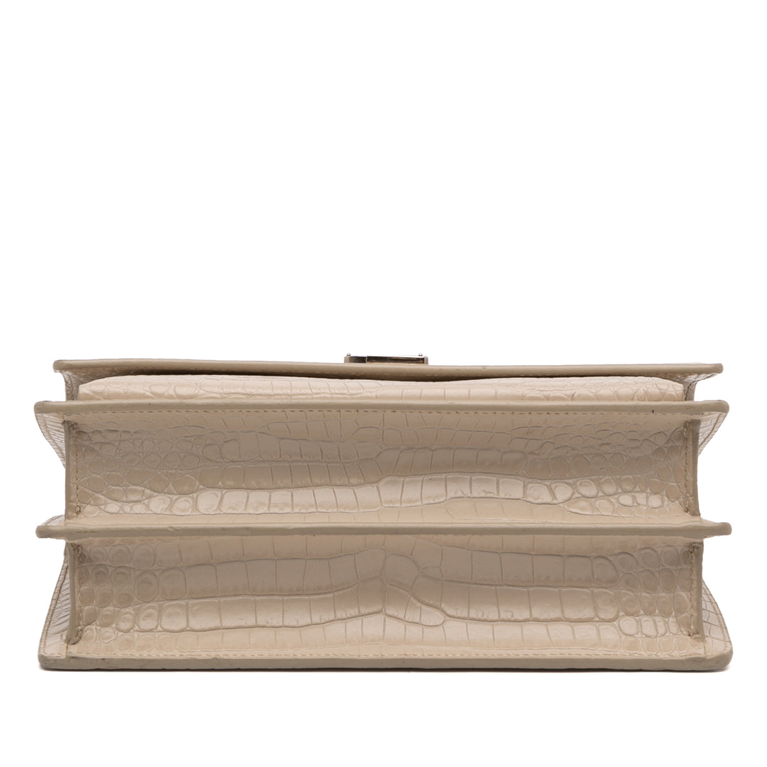 Saint Laurent Medium Croc embossé Cuir Monogram Sunset Sac porté croisé