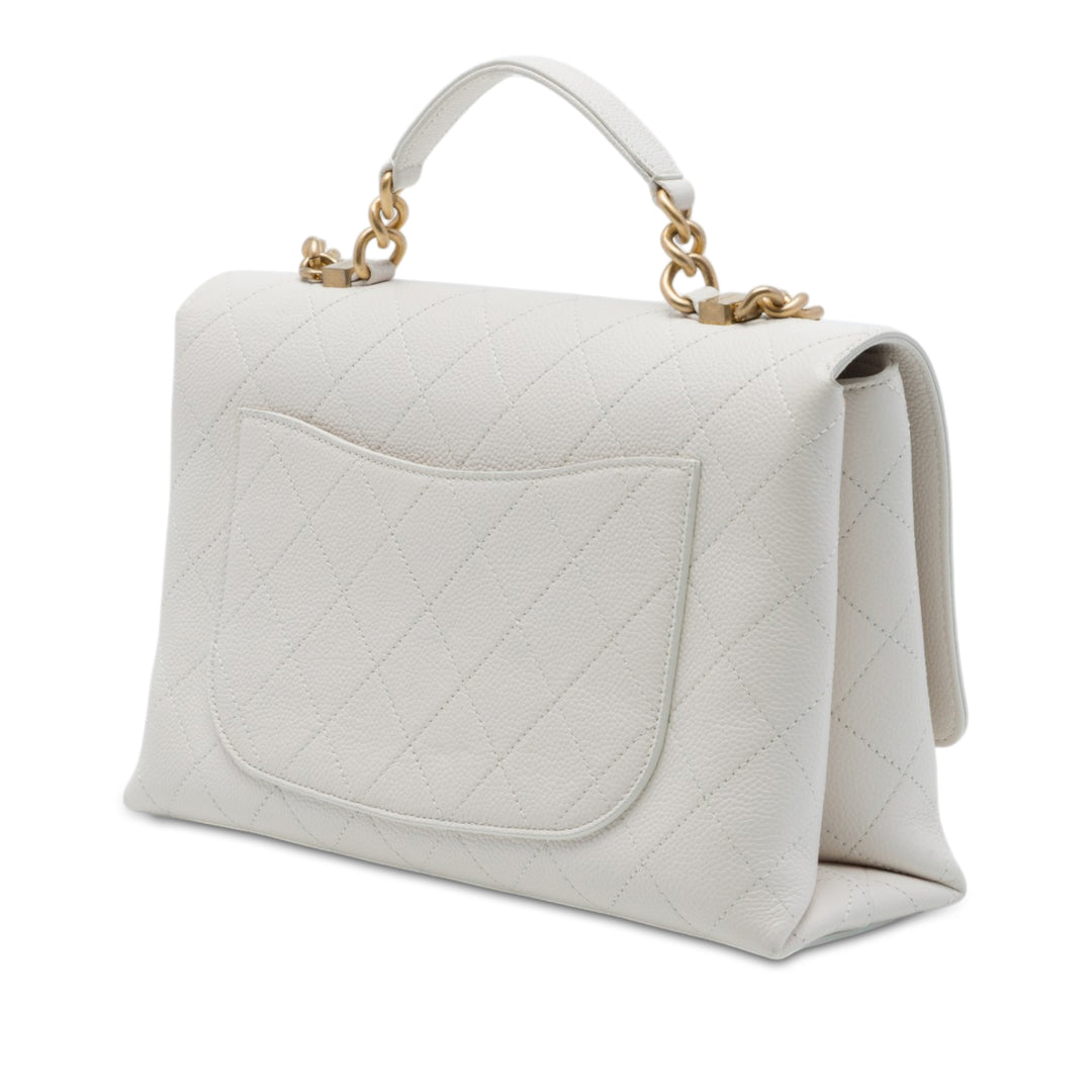 Surpiqué Chic Affinity sac à Moyen Cuir caviar Blanc