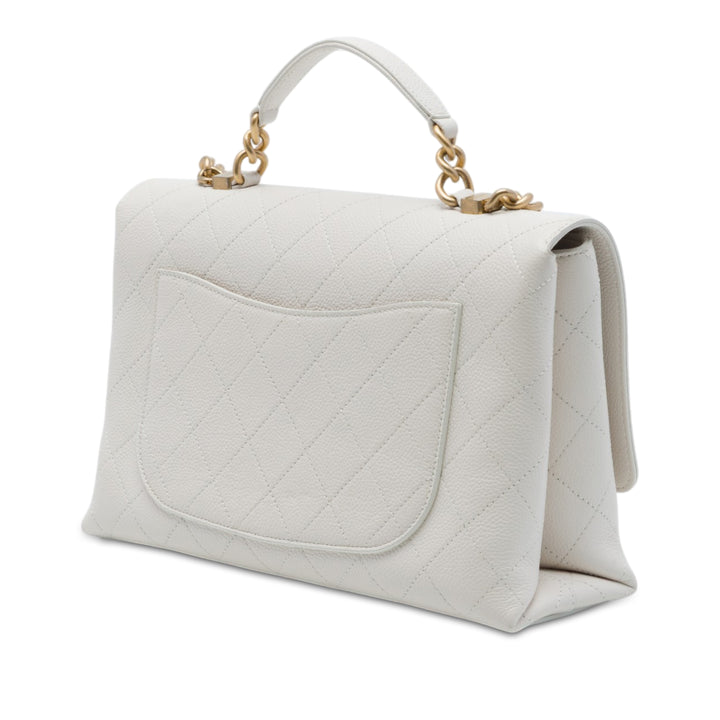 Surpiqué Chic Affinity sac à Moyen Cuir caviar Blanc