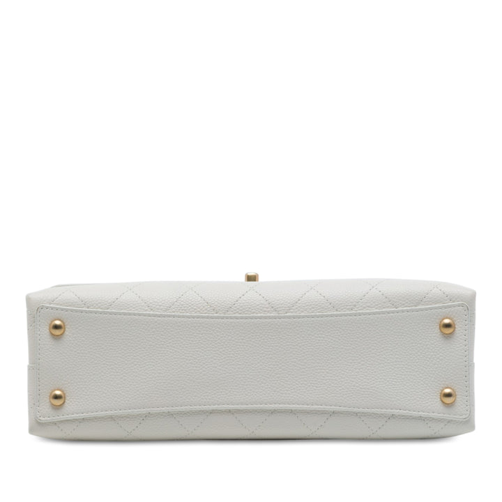 Surpiqué Chic Affinity sac à Moyen Cuir caviar Blanc
