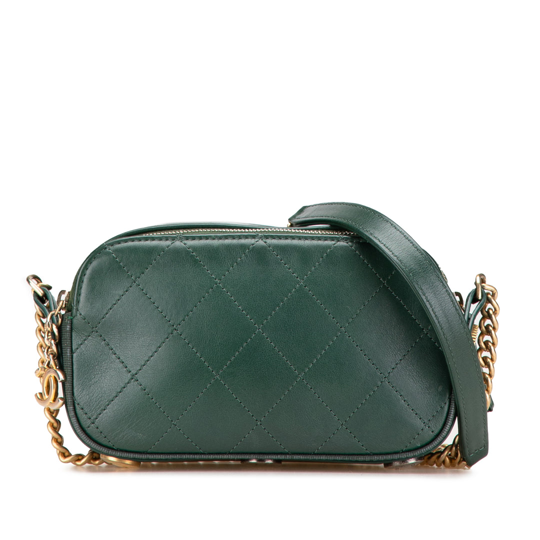 Chanel Stitched Cuir de veau and Grosgrain Button Up Double Zip Sac caméra Vert – GABY PARIS Authentique