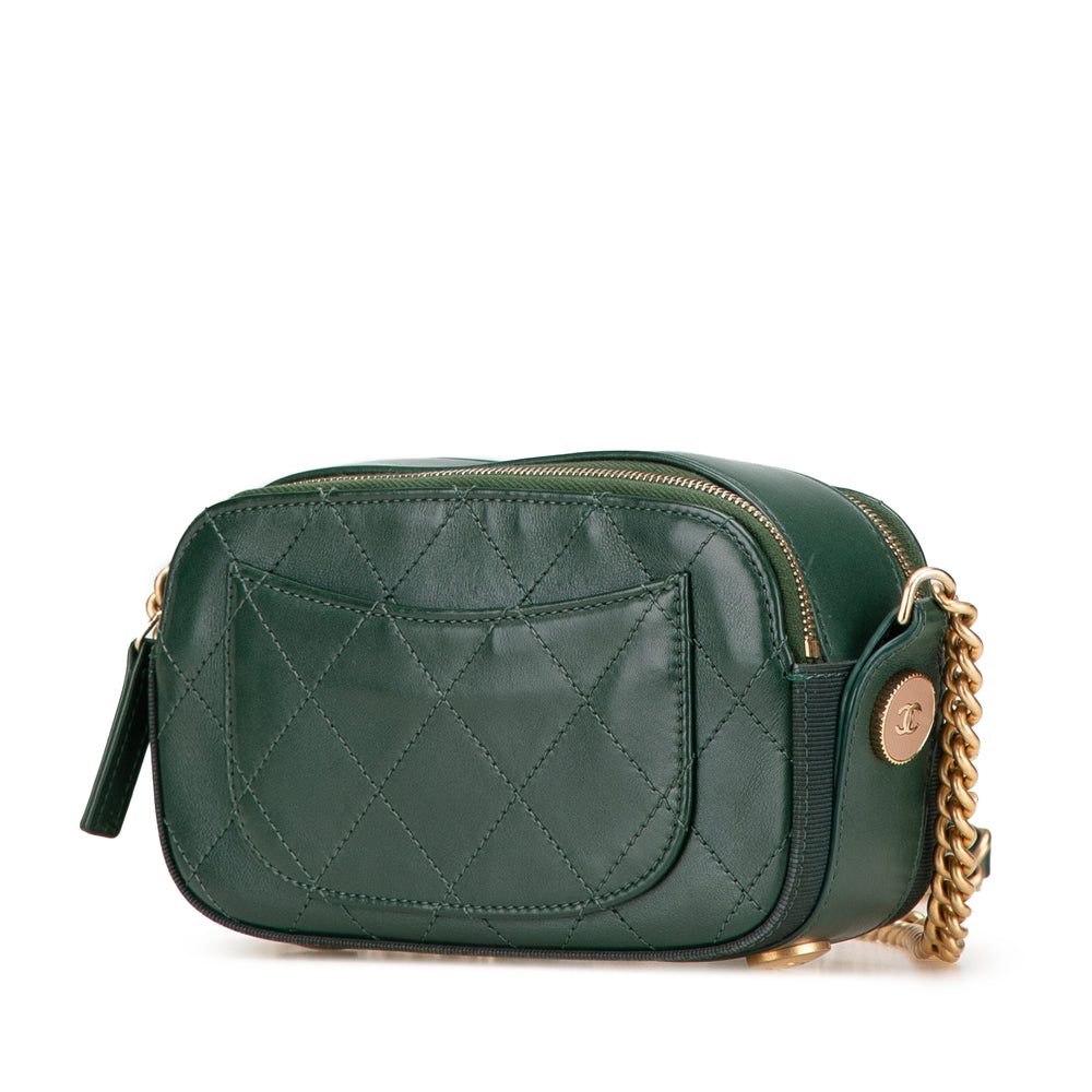 Chanel Stitched Cuir de veau and Grosgrain Button Up Double Zip Sac caméra Vert – GABY PARIS Authentique