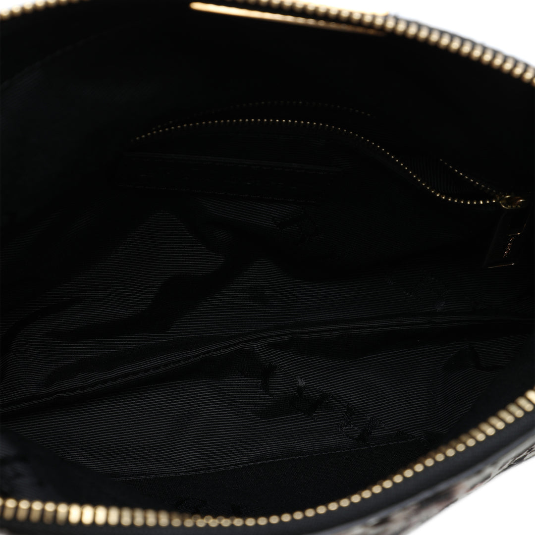 Leopard Imprimé Veau Hair Fold Over Pochette Matière naturelle Blanc